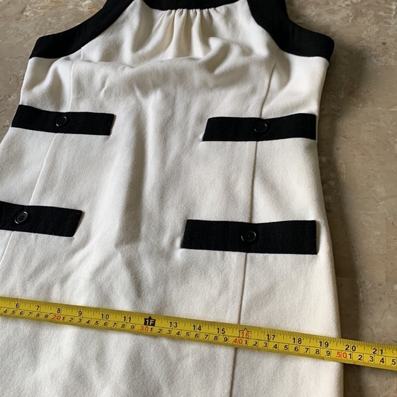 Anthropologie Beth Bowley two tones‎ color block dress size 6 wool beige black - Picture 8 of 9